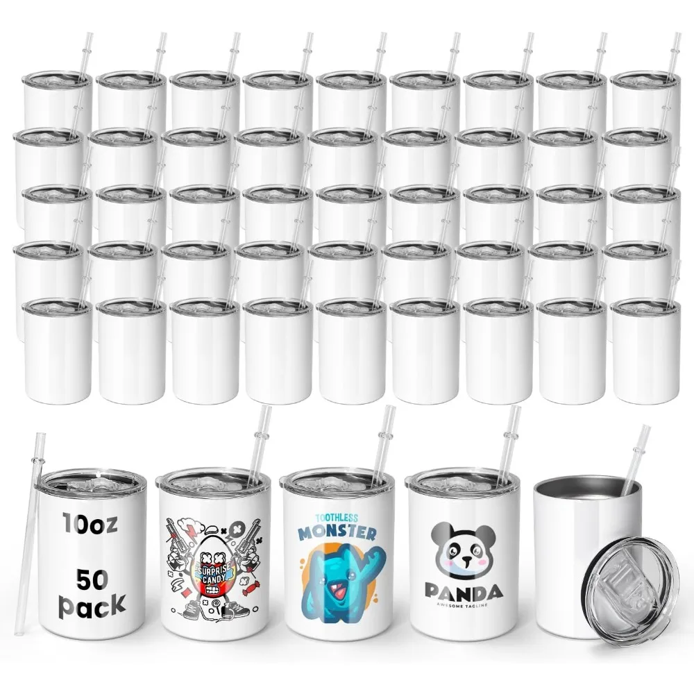 

Набор из 50–10 унций персонализированных сублимационных стаканов, изолированной нержавеющей стали с крышками и соломинкой.