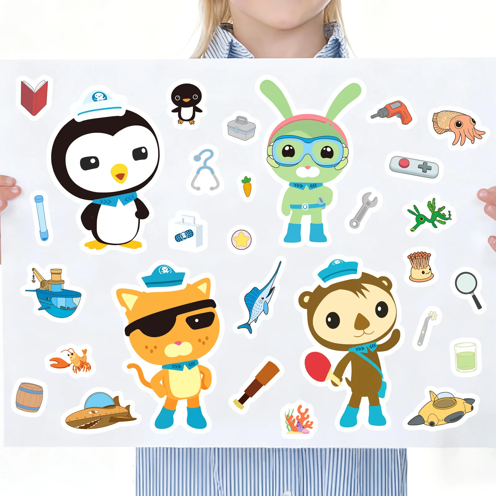 8Sheets Cute Animals Puzzle Stickers Make a Face Kids DIY Games Cartoon Assemble Jigsaw Children Education Party Toys