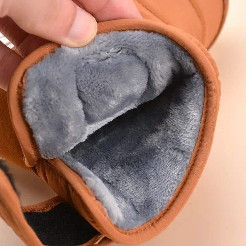 Stivali da neve per bambini con suola morbida antiscivolo Taglia 21-25 Scarpe da bambino in cotone nero foderate in pile caldo invernale