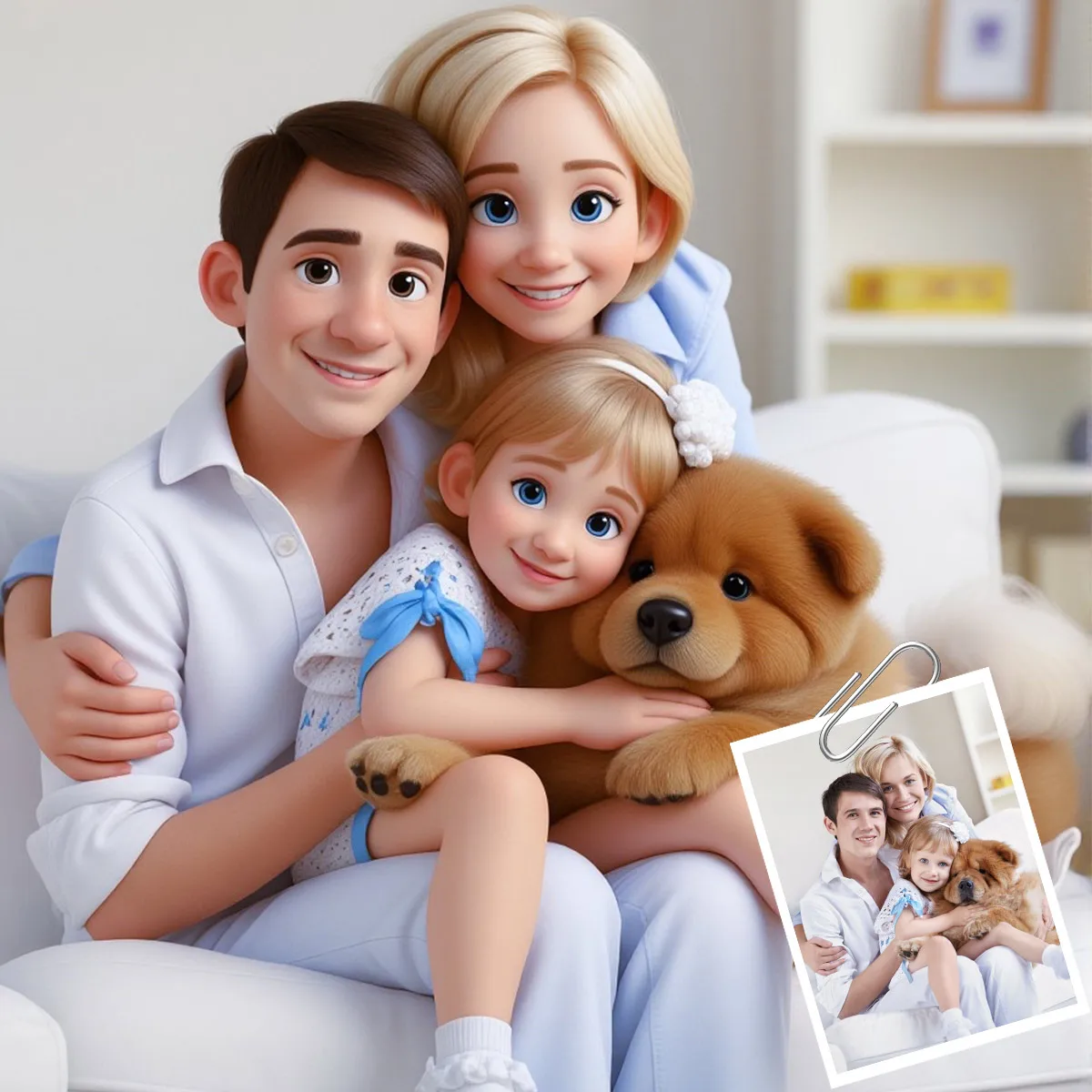 1 Stück individuelles Foto personalisiert, senden Sie Ihr Foto, umgewandelt in Anime-Stil, Druckleinwand – Familie, Haustiere, Paare, Porträt, Geburtstag