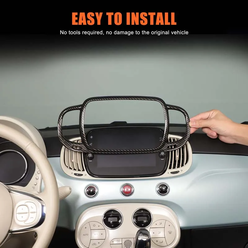 Carbon Fiber ABS Navigation Frame for Abarth 595 695 Fiat 500 2016-2024 Interior Decoration Stickers Auto Accessories