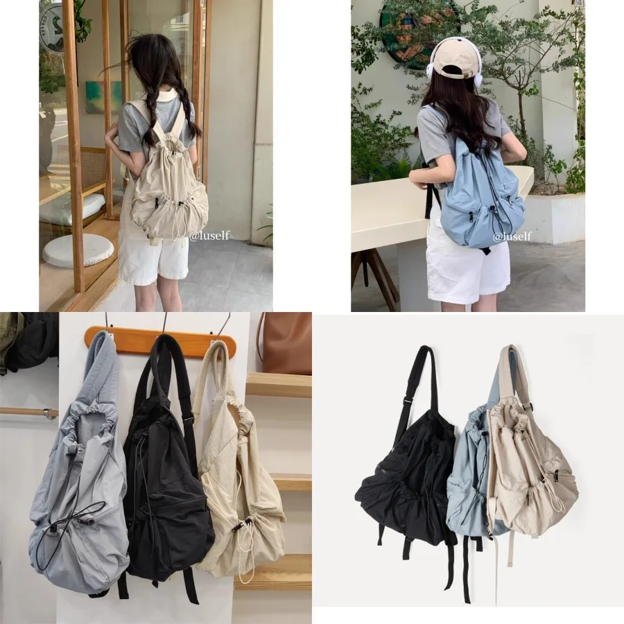 

【New style】Japan and South Korea drawstring back shoulder bag Harajuku style large capacity student schoolbag casual all-matchi