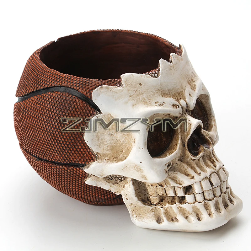 Skull Basketball Storage Box Ornaments Home Office Table Sport Decor Makeup Organizer Pen Holder Flower Pot Jewellery Box Gift