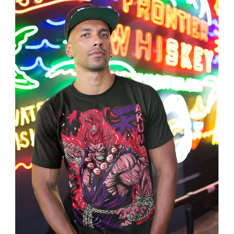 

Akuma Gouki 0329 Street Fighter Retro Combat Gift t shirt Arcade game Graphic Tee 100% cotton print Y2K Clothes Large size Tops