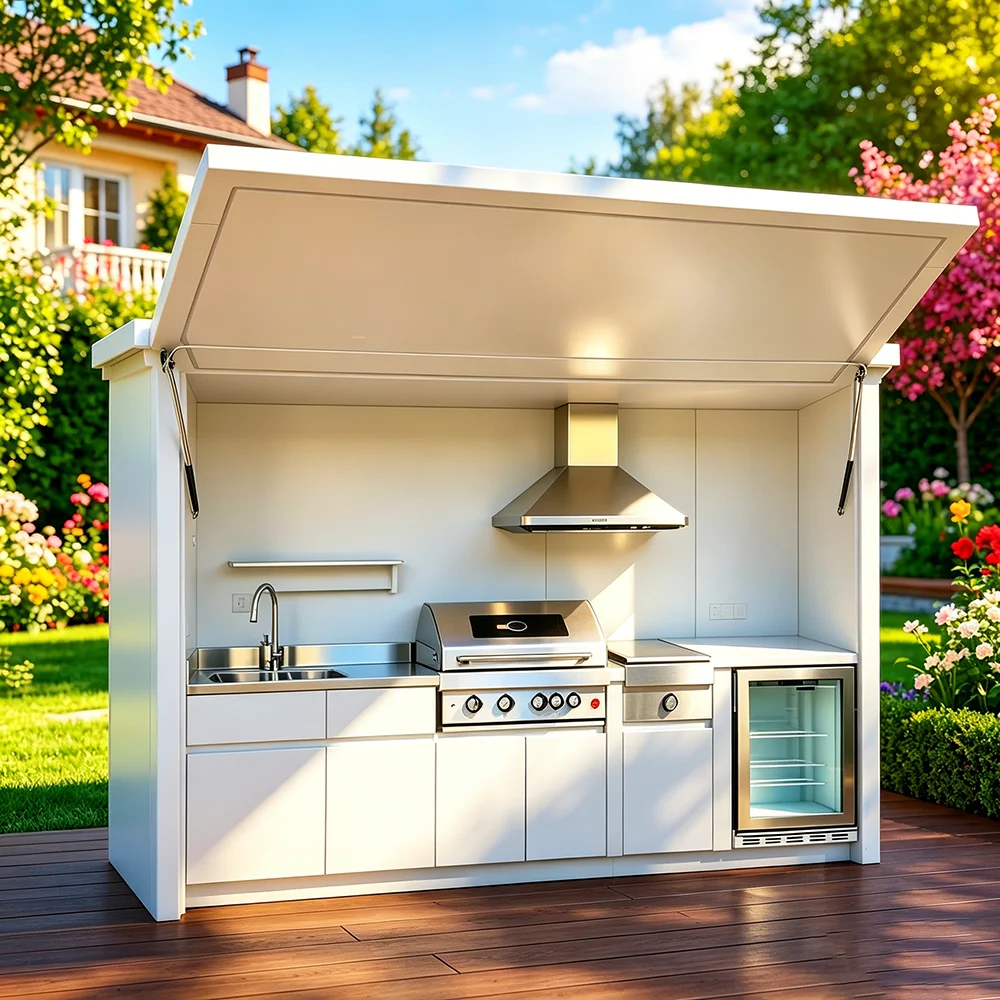 2026 Top-Selling Sleek Outdoor Kitchen System with Complete Appliances, Durable Weatherproof Custom Garden BBQ Kitchen Cabinet image 4