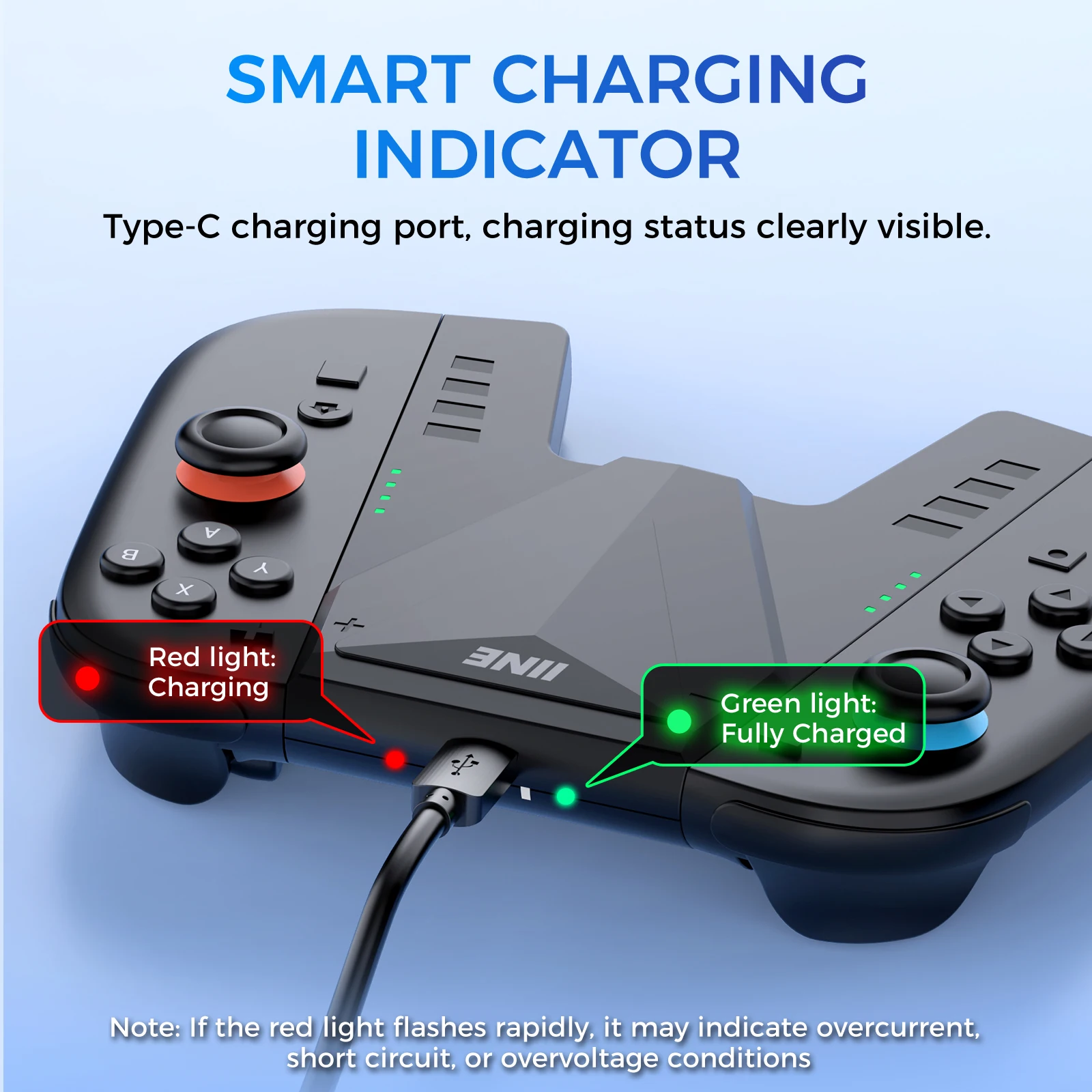 IINE Ergonomics Charging Grip for Switch 2/NS2/Switch2, Play and charg, indicator Light, Overcharge protection, Case-Friendly 5