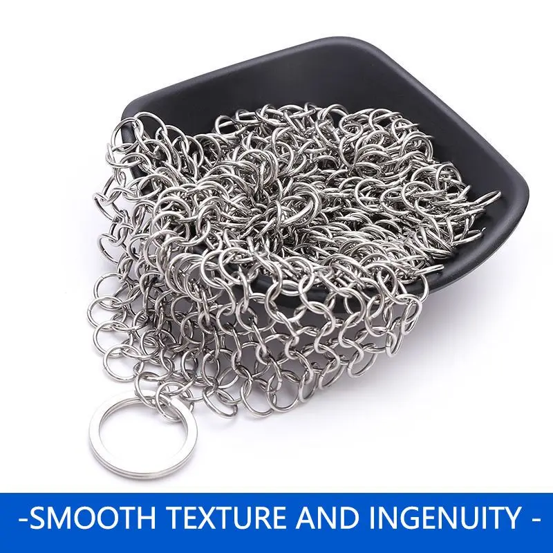 Stainless Steel Cast Iron Cleaner Chainmail Scrubber Home Cookware Cleaning Brush Kitchen Tool