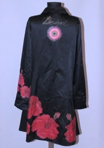 Foreign trade Spain original single women's windbreaker embroidered print long retro European and American style black jacket