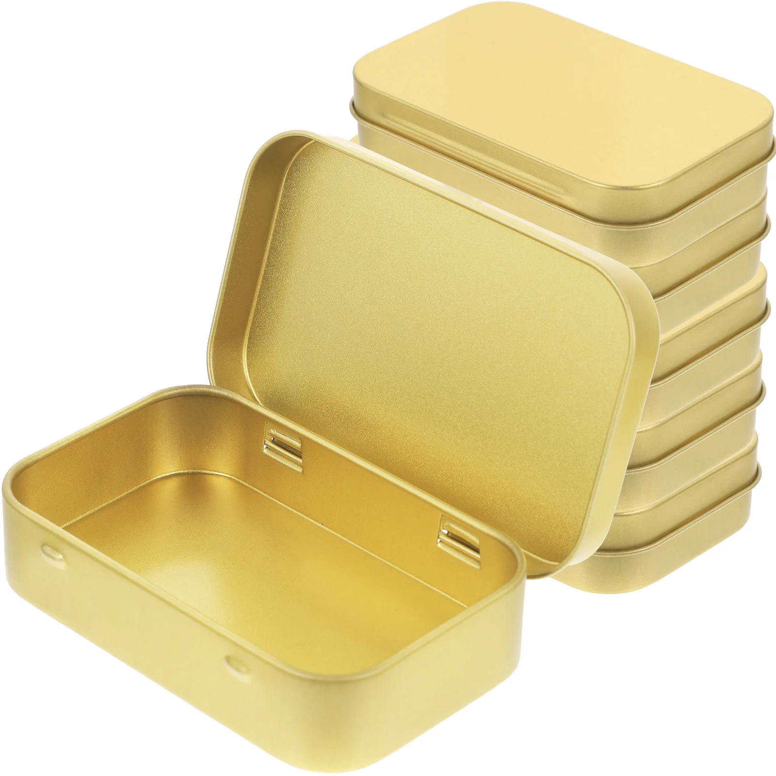 

6pcs Flip-type Tinplate Storage Boxes Golden Empty Containers for Small Gifts Snacks Travel Rectangular Trinket Wedding Candy