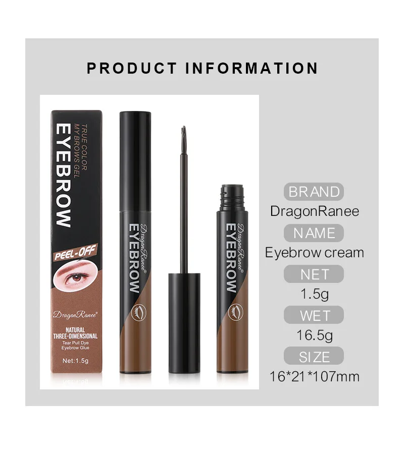 Gel à sourcils déchirable, crème de teinture pour sourcils, longue durée, imperméable, sans perte de couleur, liquide de teinture pour dessin des sourcils