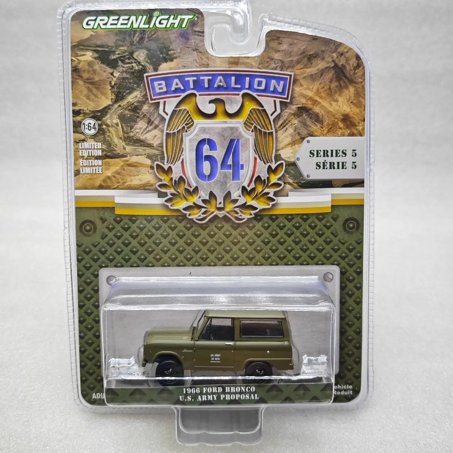 

GreenLight 1:64 1966 Ford Bronco-предложение армии США, миниатюрный автомобиль из сплава, литая под давлением металлическая коллекция, модель автомобиля, детские игрушки