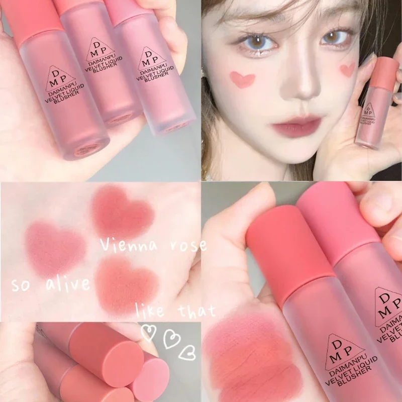 1 Stuks Vloeibare Blush Fluweel Matte Blusher Gezicht Pigment Blijvende Schoonheid Natuurlijke Crème Wangtint Oranje Perzik Blush Make-Up Maquiagem