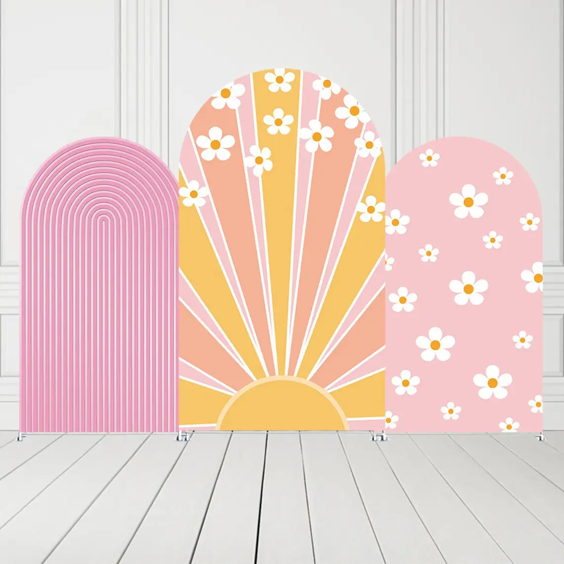 

Daisy Flowers Birthday Party Arch Backdrop Pink Ripples Floral Groovy ONE Baby Shower Kids Banquets Birthday Parties Decorations