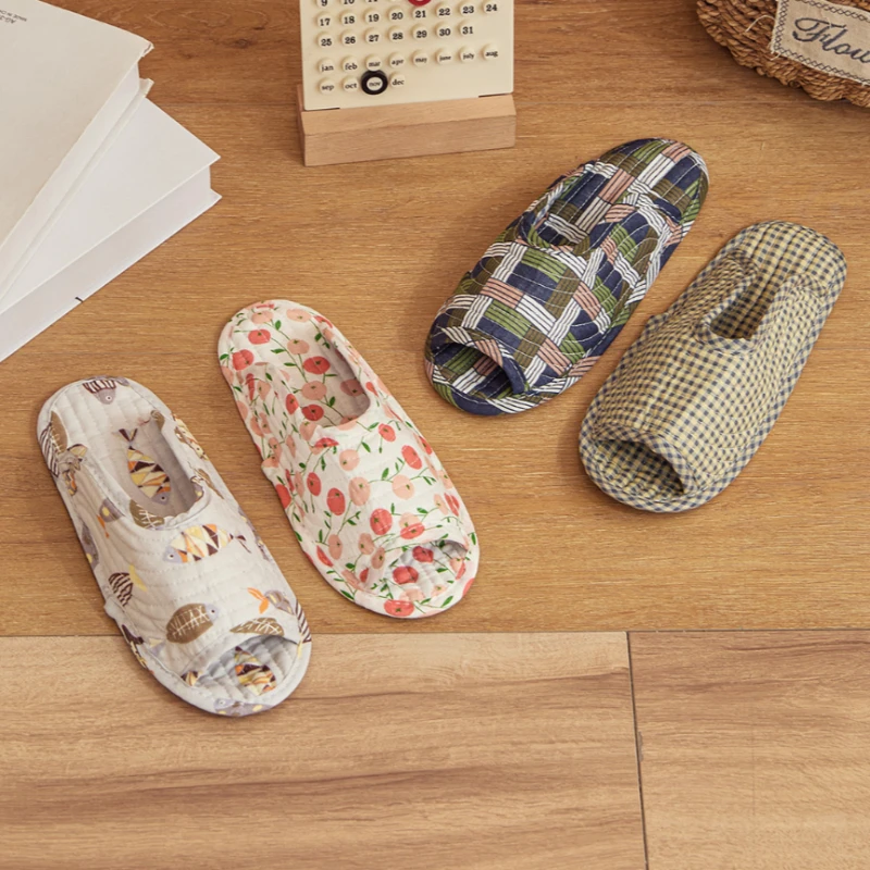 Women Floral Print Slippers Lightweight Breathable House Bedroom Home Shoes for Woman Soft Sole Anti-Slip Indoor Floor Shoes