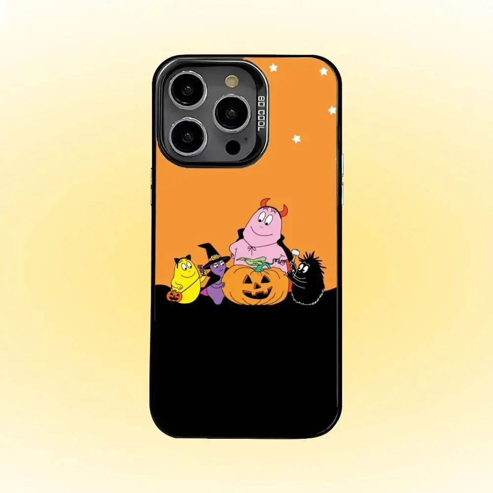 Cute B - Barbapapa Animation Phone Case For iPhone 16,15,14,13,12,11,Pro,MAX Gray Matte Silicone Black Cover