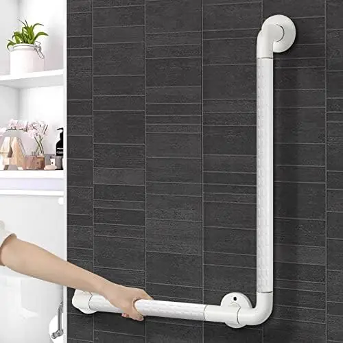 90 ° Maniglioni a L per Doccia in ABS e Acciaio Inossidabile Antiscivolo, Supporti da Parete per Bagno per Anziani e Bambini