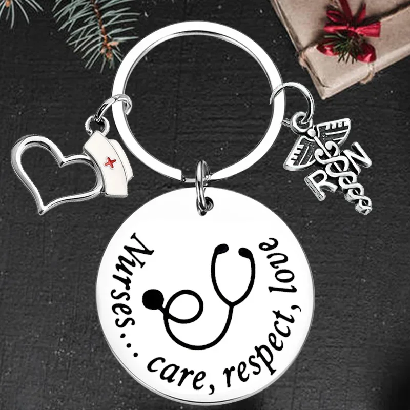 

Cute Nursing Graduation Gift Keychain Pendant Nurses Day Gifts Key Chains Nurses care,respect,love