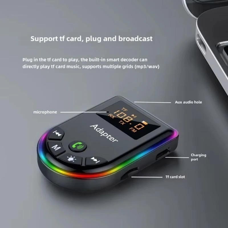 87HE HIFI Wireless Transiver Card TF Play Aux Sound Adapter for Car PC