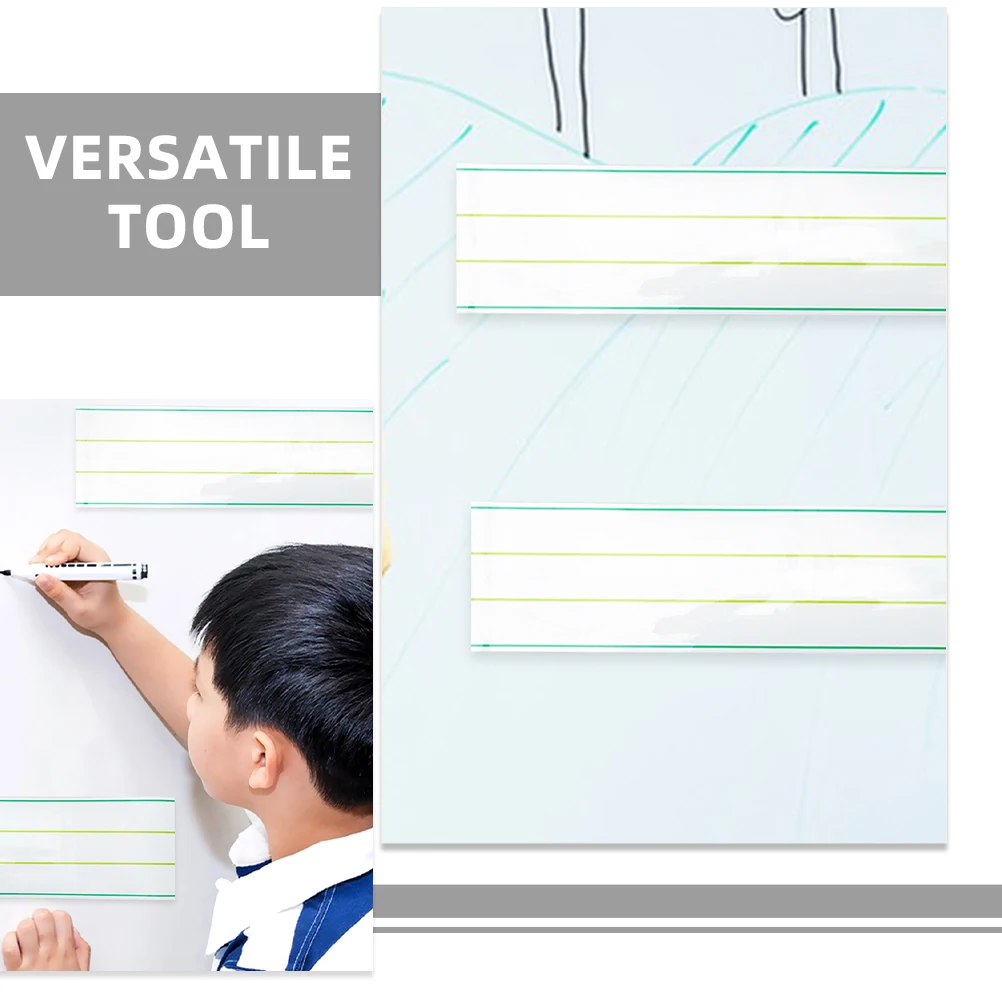 

2pcs Magnetic Alphabet Teaching Cards 60x12cm Reusable Dry Erase Sentence Strips Language Learning Portable Whiteboard Lined