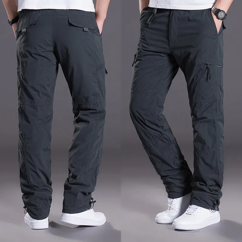 

Winter Men's Outdoor Casual Workwear Cotton Pants Long Trousers Fce Lined Thiened Loose Large Size Warm Trousers for Travel