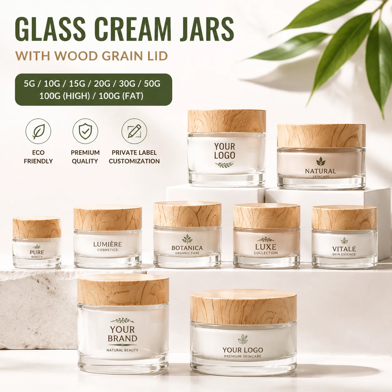 Empty Glass Jar 5g 10g 15g20g 30g 50g 100g Clear/Frosted Eye Cream Small Cosmetic Packaging RefillableSkin Care Powder Container