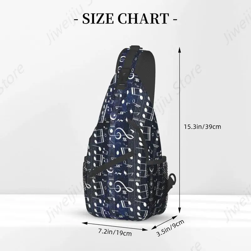 Notas musicales con galaxia espacial, mochila cruzada para hombres, compositor, pianista, regalo de música, bolsos de hombro para el pecho para viajes y ciclismo