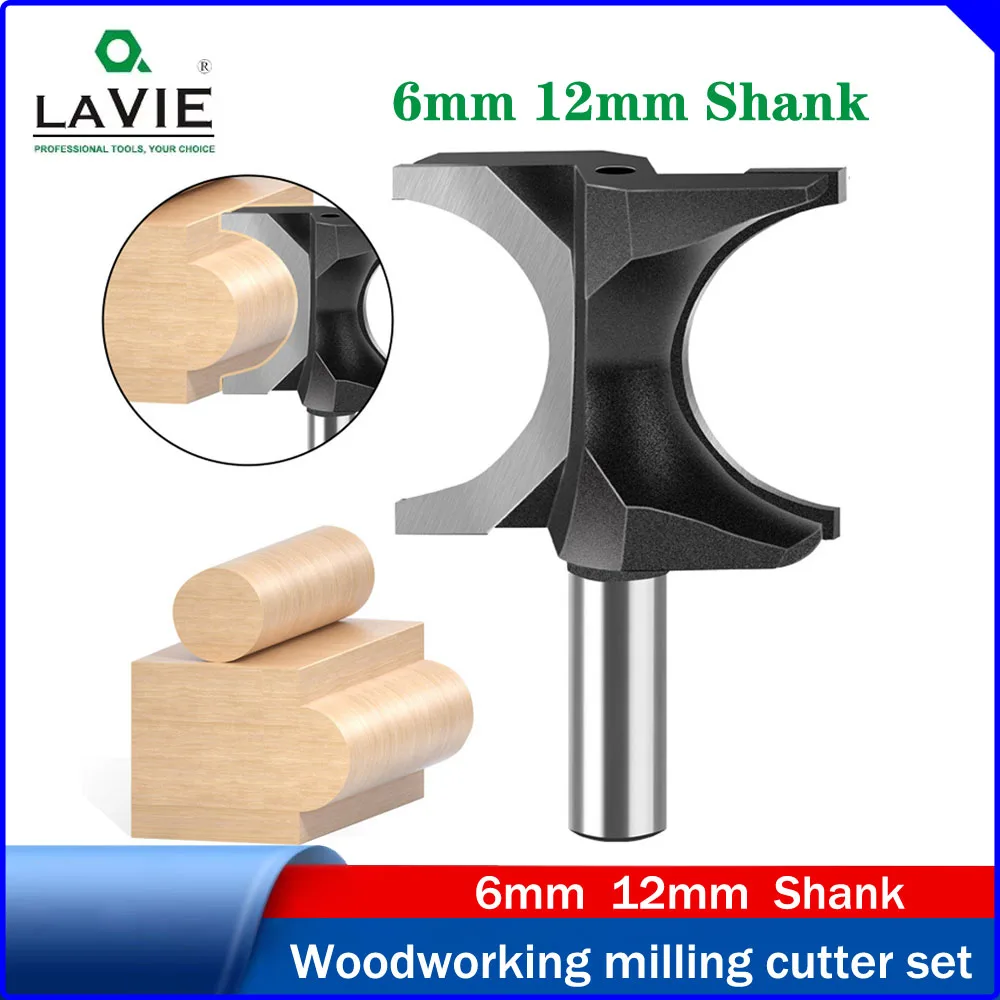 

LAVIE 1pc 6/12mm Shank Semicircle Router Bit,Woodworking Full Half-round Arc Bit,Carving Milling Cutter,Trimming & Decorative