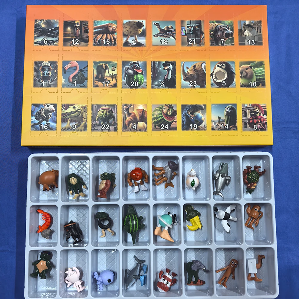 24 pz Italian Brainrot Tung Tung Sahur Serie Action Figures Set Tralalero Bombardino Crocodilo Shimpanzini Bananini Confezione Regalo