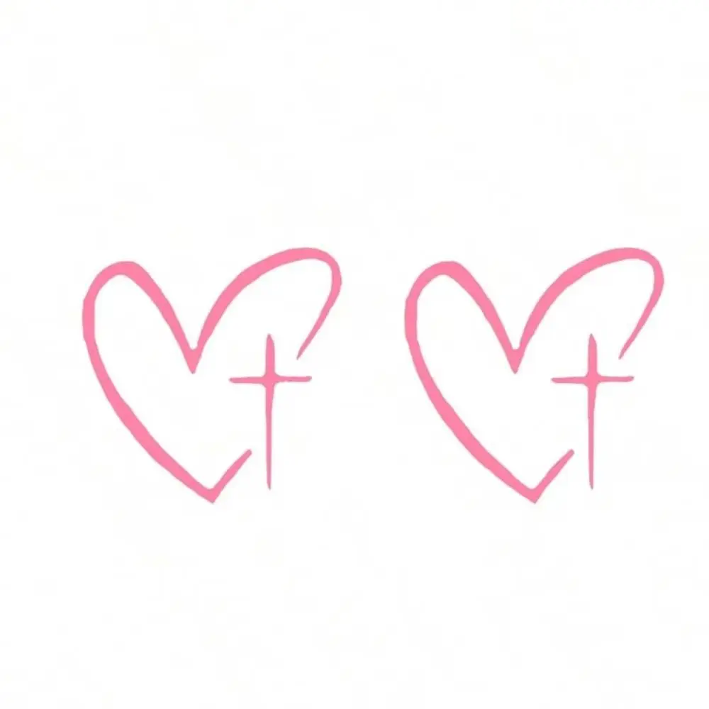 2Pcs/Set Heart Pattern Car Mirror Sticker Universal Waterproof Rearview Mirror Decal Wear Resistant Sunproof Heart Cross Sticker