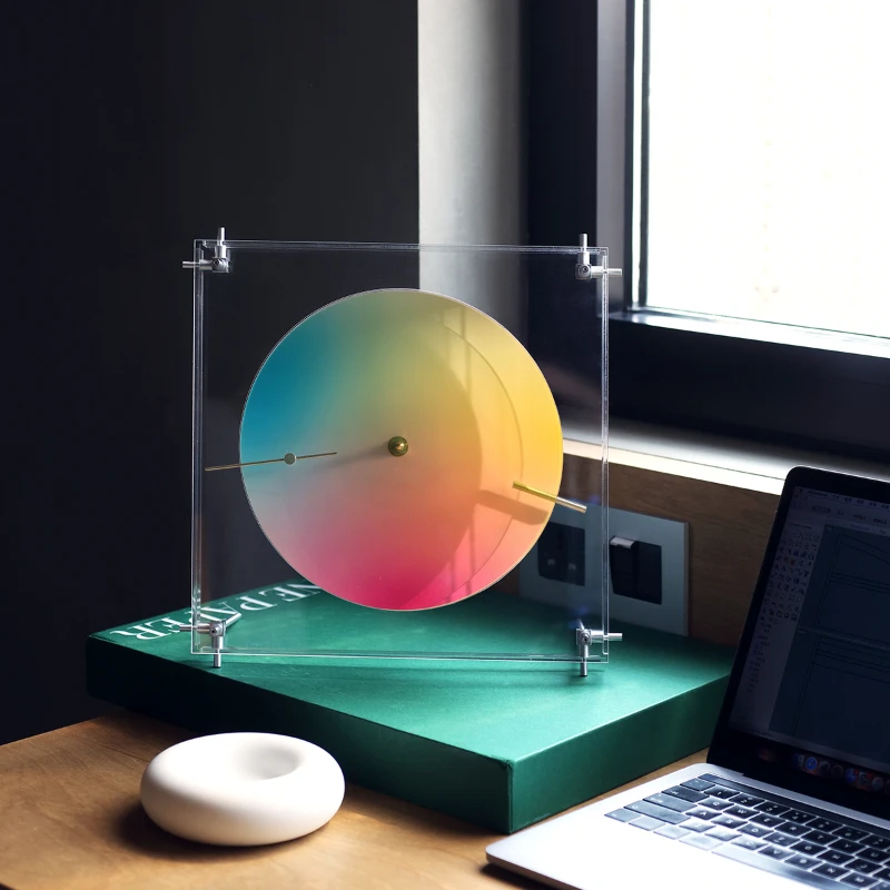 Rainbow Wall Clock Living Room Household Decoration Acrylic Mute Clock Modern Color-changing Original Design Wall Hanging Watch