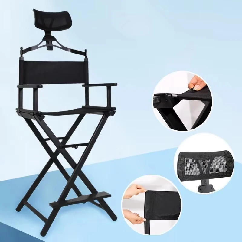 Large Director Aluminum Alloy Chair Computer Leisure Chair Folding Outdoor Canvas Beach Office Cosmetic Chair Outdoor Furniture