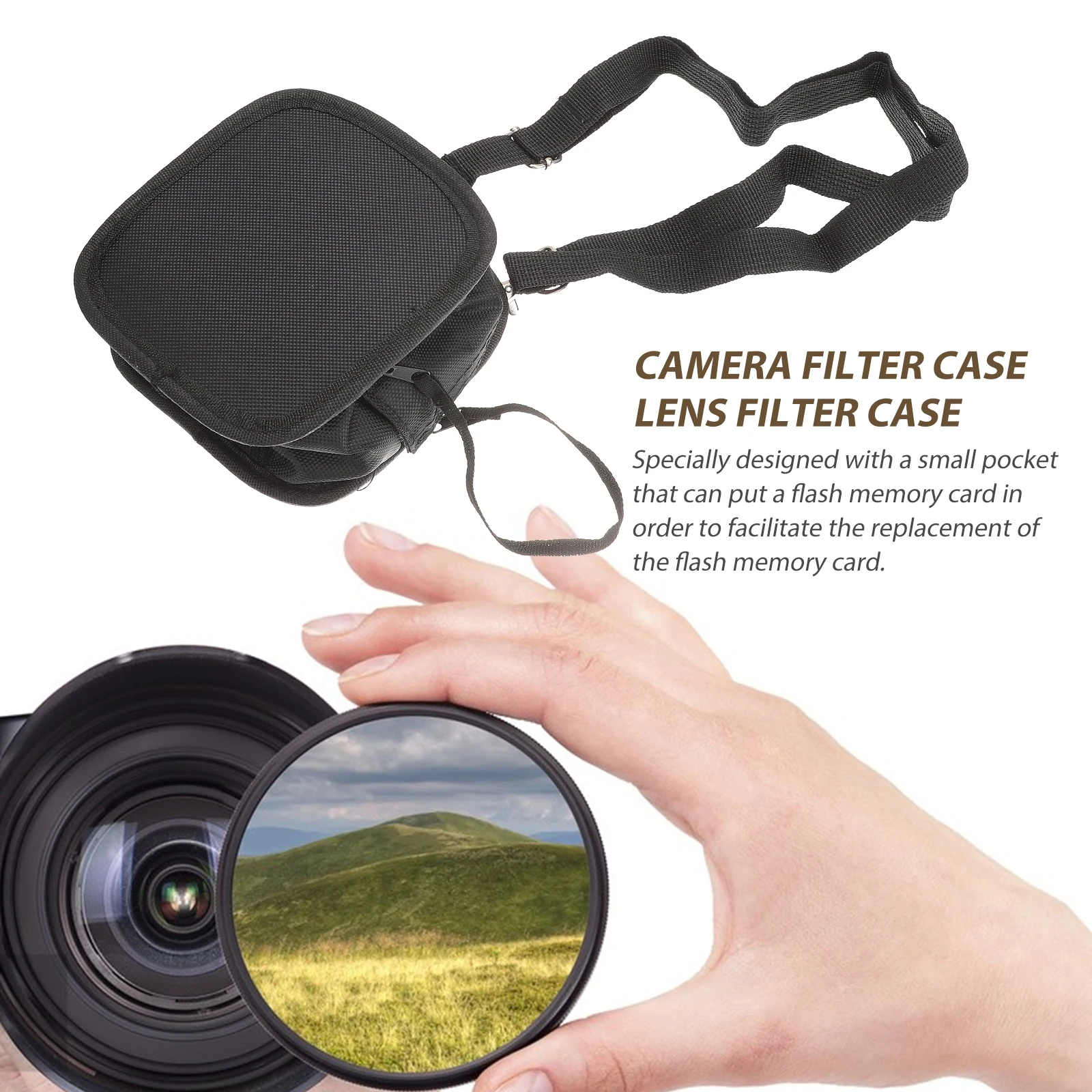 

Filter Pouch For Camera Filters Photography Filter Bag Lens Accessory Holder Storage Case Memory Card Pocket Removable