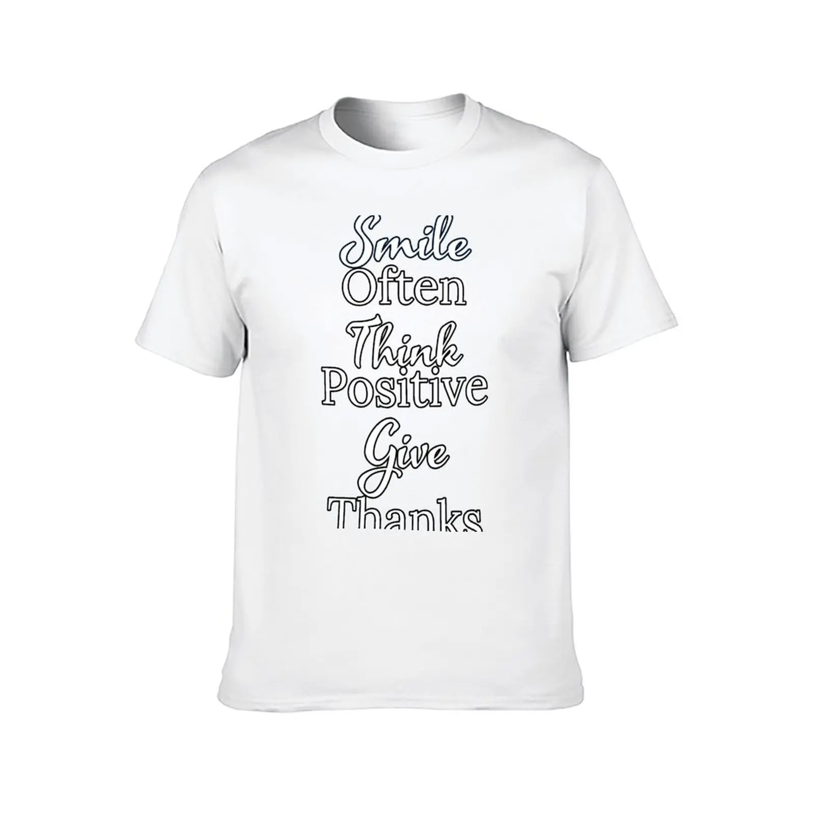 ابتسم أحيانًا، فكر إيجابي، تقديم شكرًا تي شيرت قطن أسود تي شيرت عادي للرجال حزمة تي شيرت للرجال تي شيرت قطني