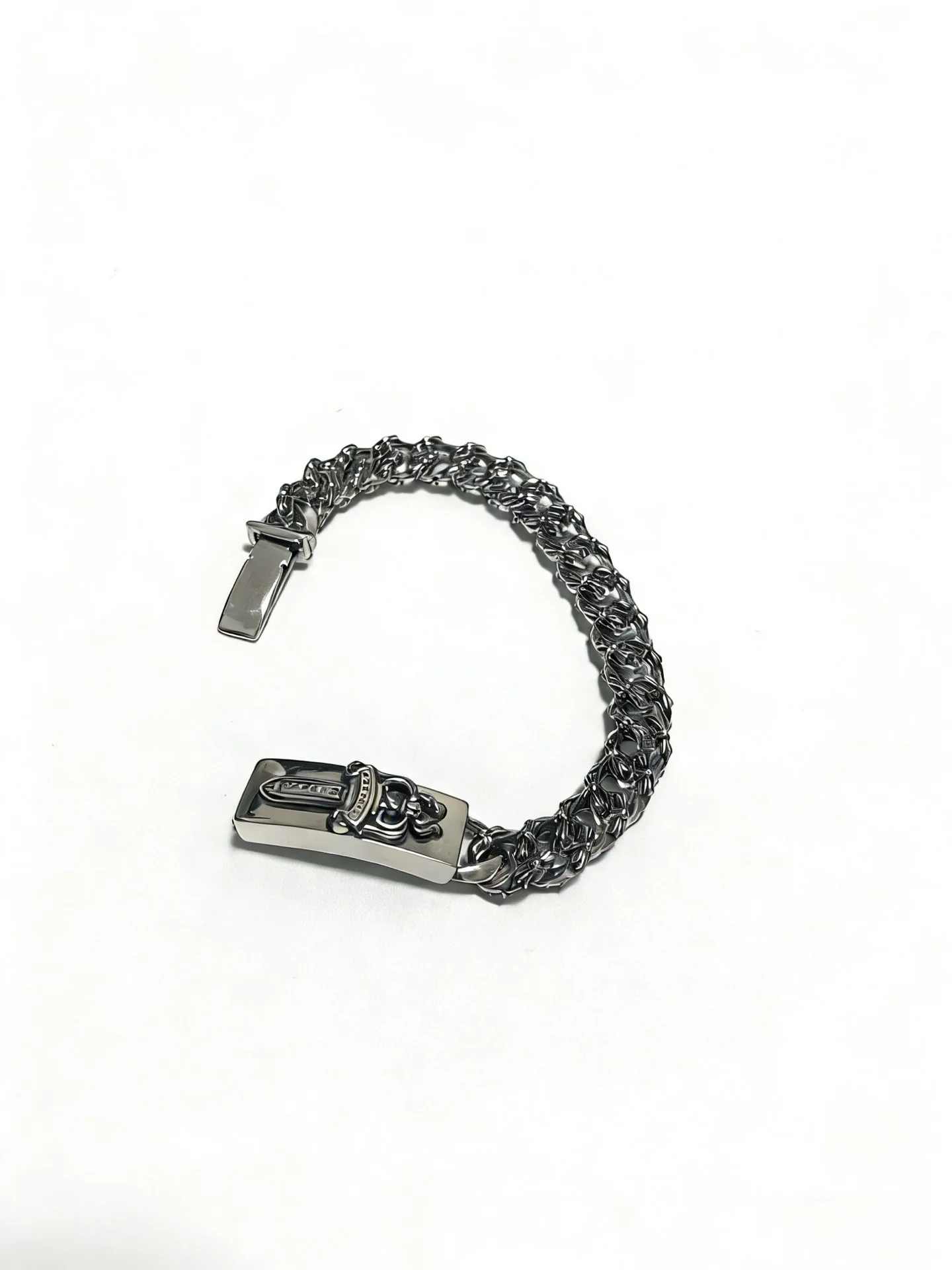 S925 sterling silver retro old sword bracelet simple trend versatile couple European and American personalized hand CH jewelry view 2