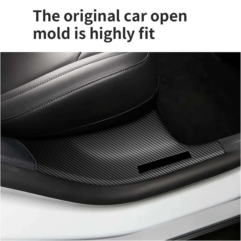 For Tesla Model Y&Model 3 Door Sill Protector Scuff Plates Matte Carbon Fiber ABS Front and Rear Door Car Pedal Kick Protection