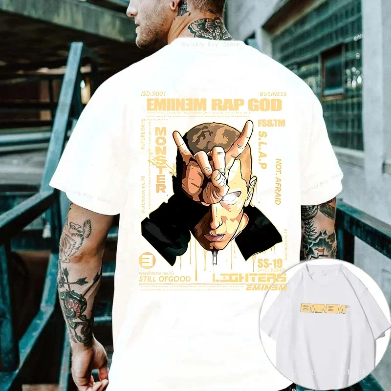 Summer Funny T shirt Slim Shady Eminem and Dr.Dre Inspired Graphic Tee Comic Cover Style T-Shirt in B Casual