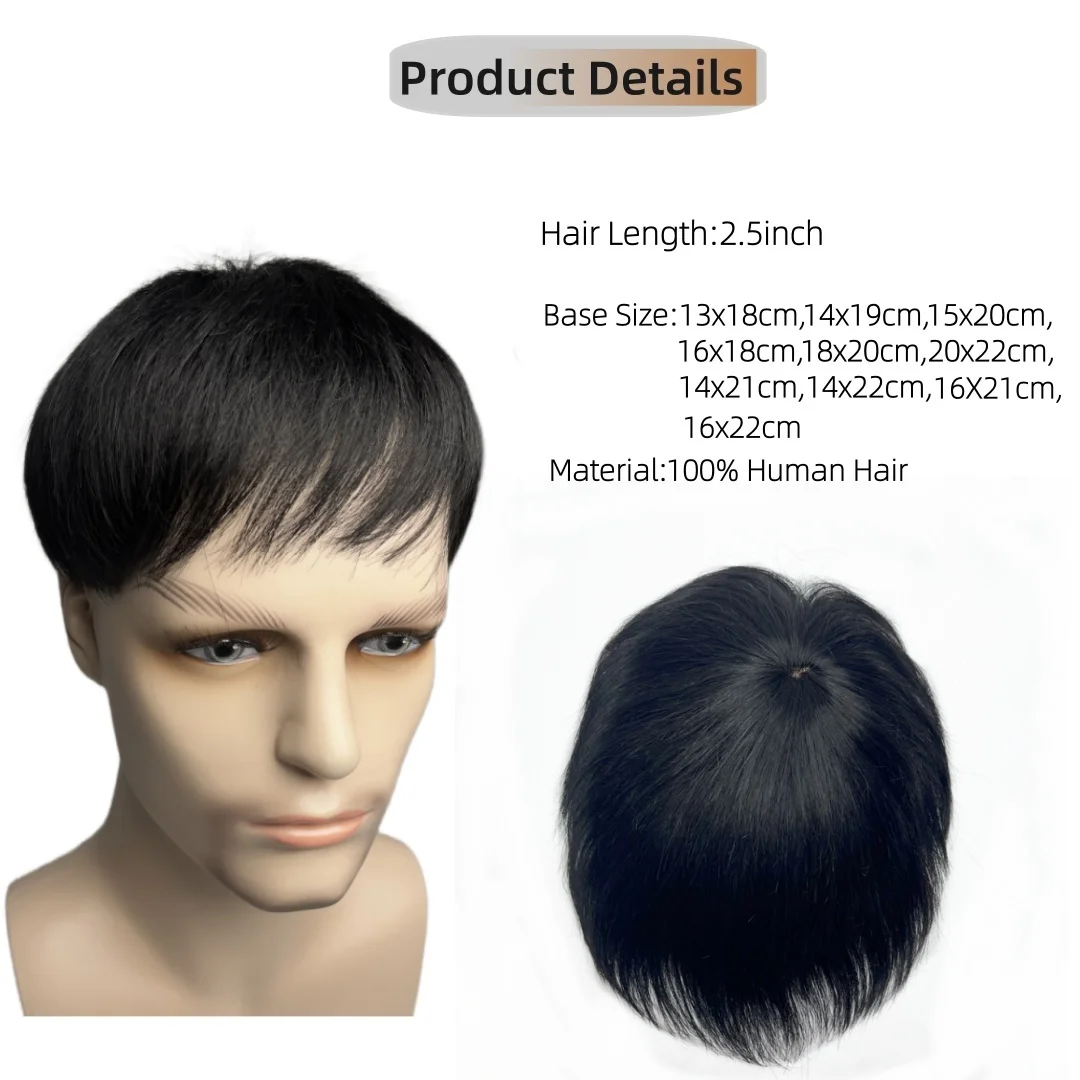 شعر مستعار طبيعي أسود ذكر شعر مستعار قصير باروكة من شعر طبيعي دبابيس داخل وصلات الشعر الجلد ودية تنفس غطاء علوي أصلع تساقط الشعر #4