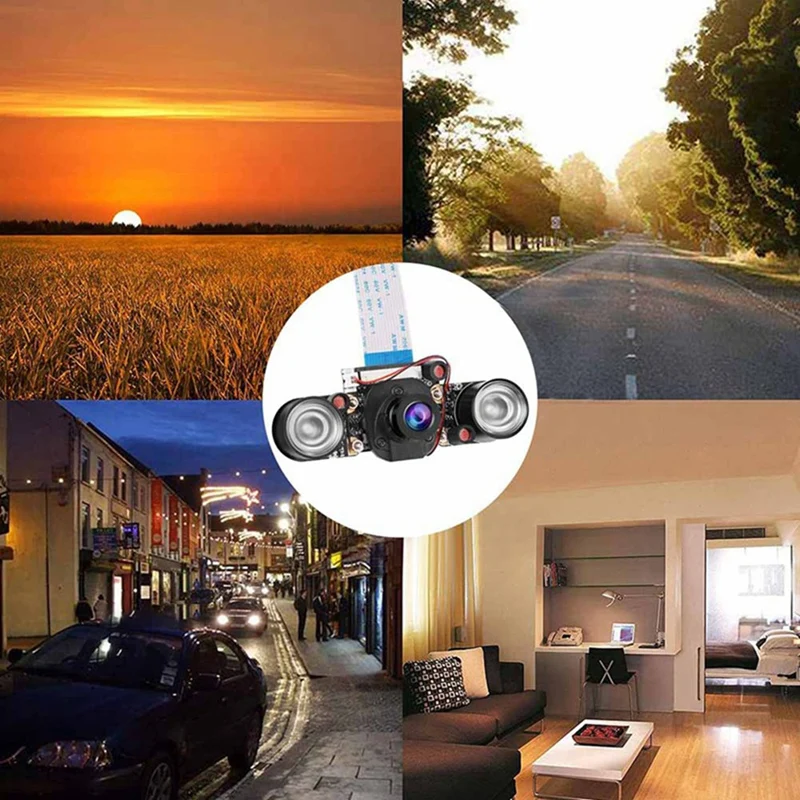 For Raspberry Pi 4B Camera With Holder And Cable IR Camera Module 5MP OV5647 Webcam Automatically Switching Between Day-ABEP