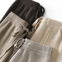 Women's High waisted warm knit wide leg straight leg pants for women, solid color loose wide leg pants - Image 3