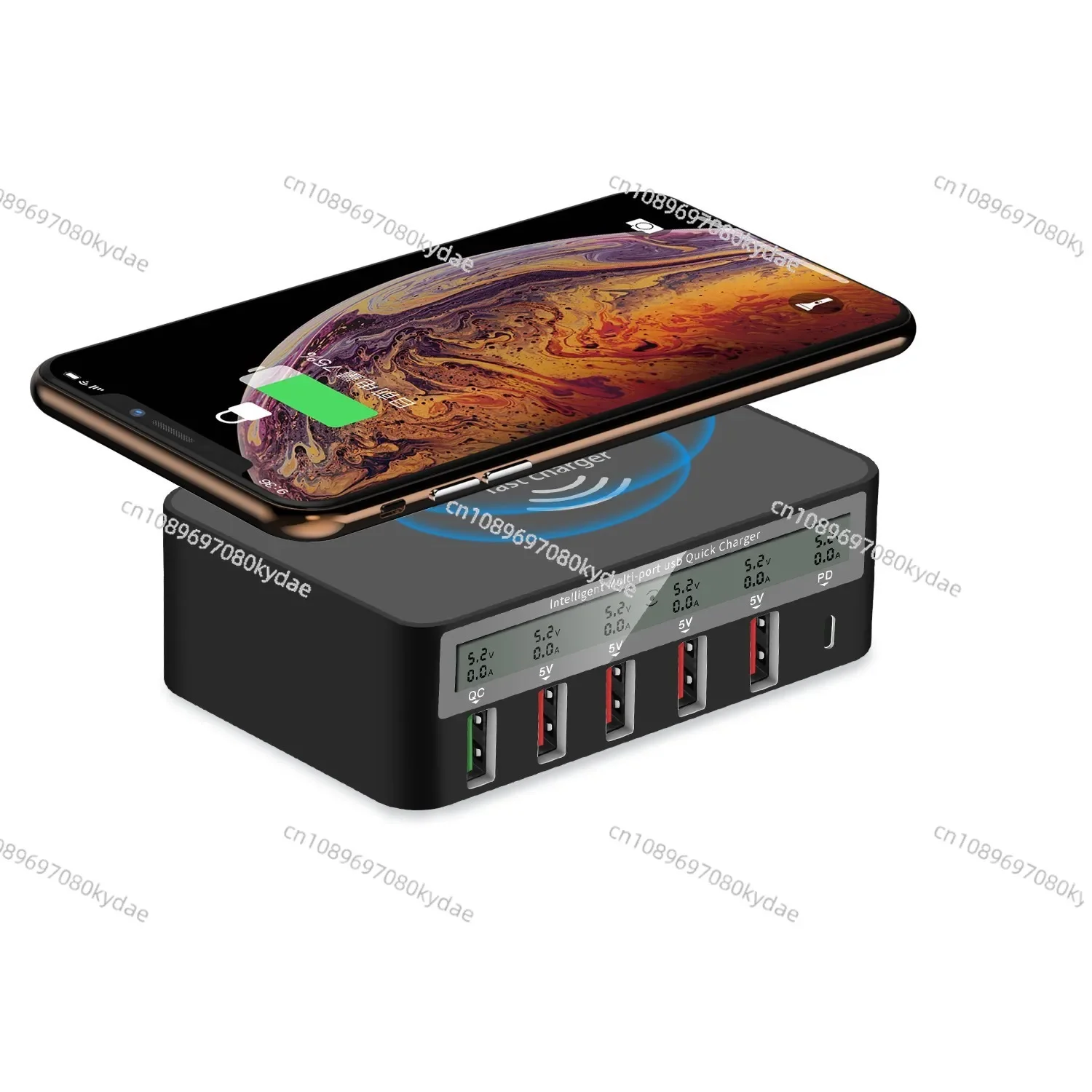 Wireless Intelligent Fast Charging USB Multi-port Charger LED Display