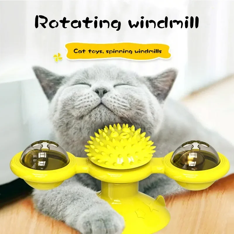 Windmill Cat Toy Interactive Pet Toys for Cats Puzzle Cat Game Toy With Whirligig Turntable for Kitten Brush Teeth Pet Supplies