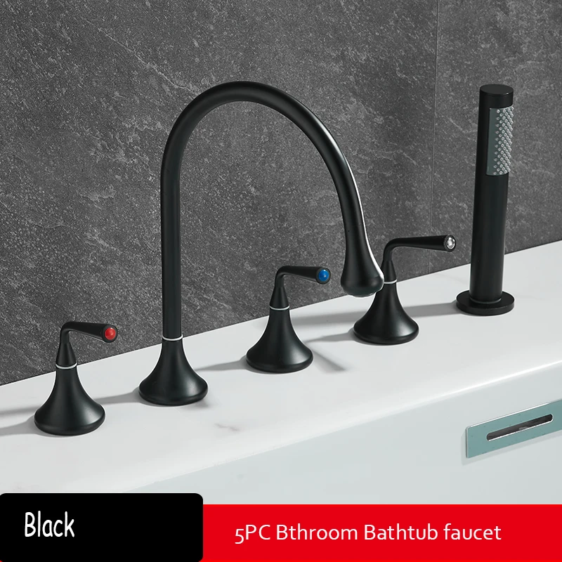 

Black Deck Mount Bathroom Bathtub Faucet Set Tub Faucet Hot and Cold Water Mixer Bath Faucet Gold Bathtub Tap