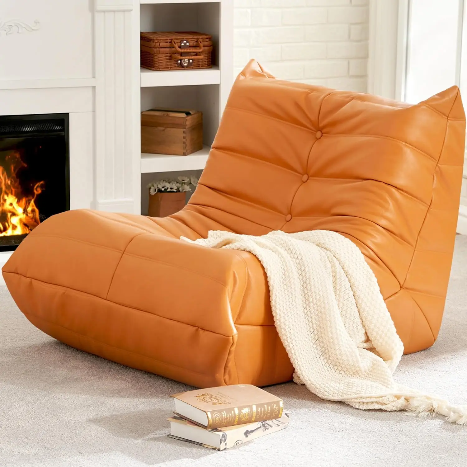 

Bean Bag Chair Giant Bean Bag Sofa Memory Foam Bean Bag Couches for Adults, Leather Bean Bag Chairs for Living Room Be