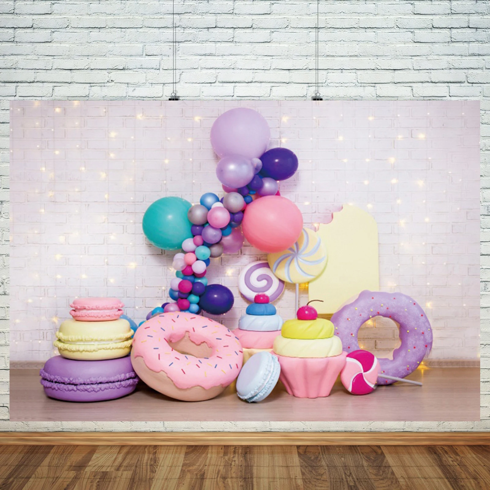 Donut Ice Cream Candy Photography Background Birthday Party Decoration Cake Table Banner Children Portrait Photo Studio Props