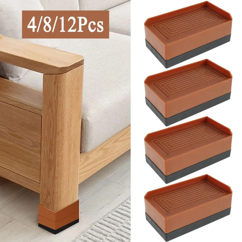 

4 шт., подставка для ножек мебели, подставки для кровати, сверхмощные регулируемые штабелируемые подъемники для стола, удлинители для ног с противоскользящей накладкой для стола