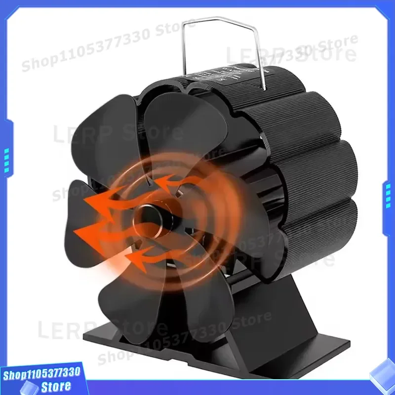 6 Blade Fireplace Fan for Wood Stove Heat Powered Eco Friendly Silent Air Circulator for Home Winter Heating Distribution
