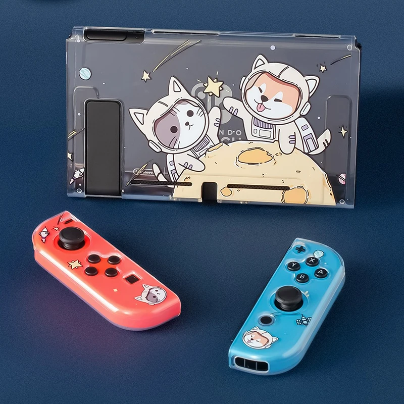 

Planet Cat Dog Shell NS Switch Case Crystal Soft TPU Cover For Nintendo Switch Accessories NS JoyCon Controller Case