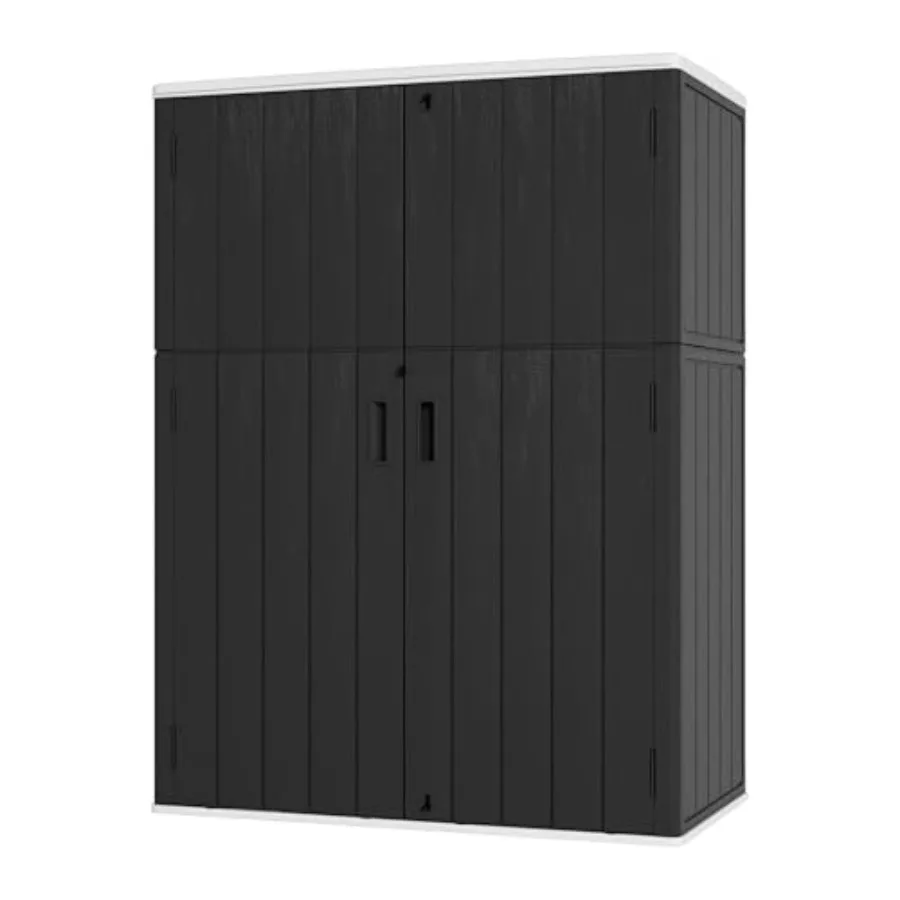 Vertical Outdoor Storage Cabinets, Plastic ShedsandOutdoor Storage with Floor, Outdoor Storage Box Waterproof/Lockable for Gara