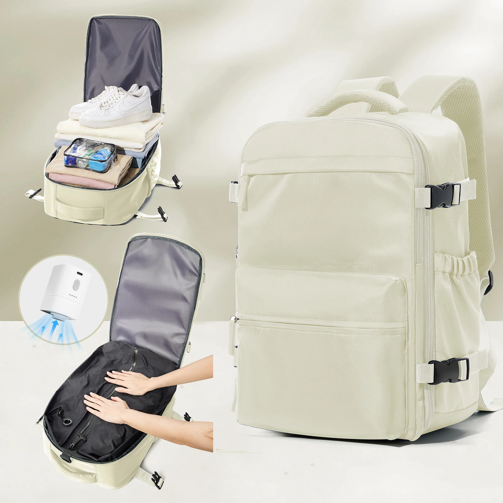 Vacuum Backpack Travel Bag for Men Large Capacity Backpack Business Laptop Backpack Women Men Expandable Backpack School Bag image 3