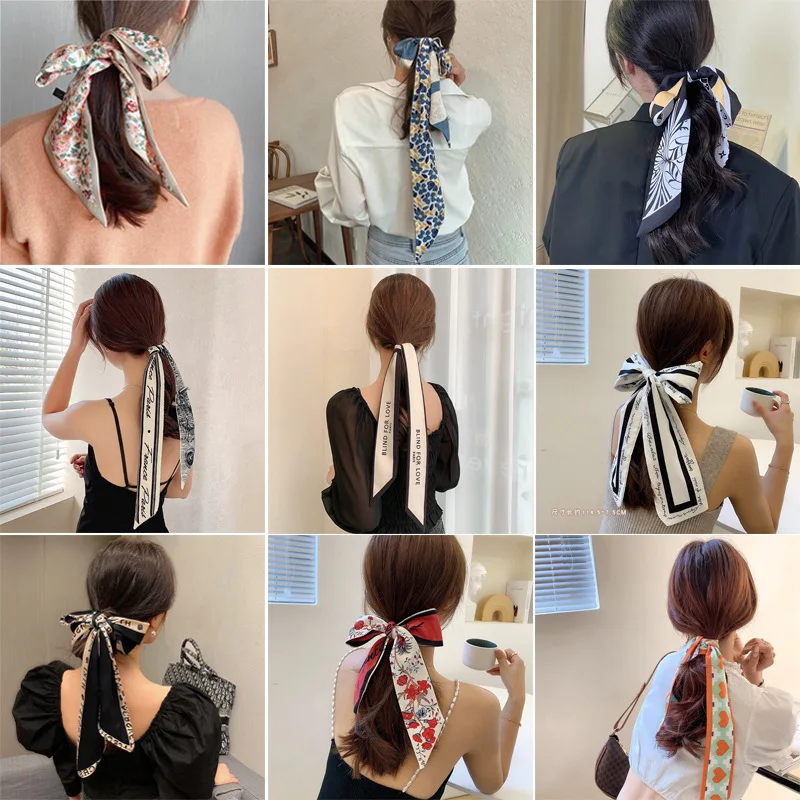 

Vintage silk scarf headband summer bow hair band women's hair accessories